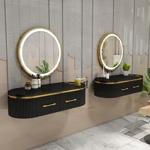 Luxus Schwarz und Gold Salon Spa Stuhl MDF billige Salon Styling Stationen für Friseursalon