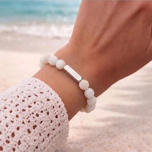 European American Style Seashell <b>Bead</b> <b>Bracelet</b> Stainless Steel Electroplated Round Ball Geometric Unisex Jewelry - Product Image 2
