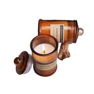 Bougie parfumée rectangulaire en verre brun, cire de soja, 1 mèche, décoration d'intérieur, cadeau de mariage - Product Image 4