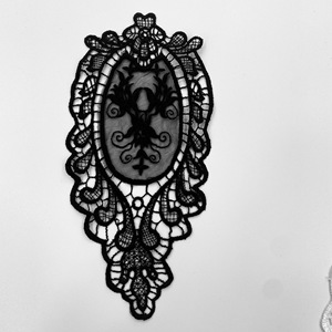 Cổ Điển Thời Trang Màu Trắng Và Màu Đen Thiết Kế Trên Tay Áo Lưới Thêu Vá Ren Đính Các Bản Vá Lỗi Cho Váy Cưới - Product Image 4