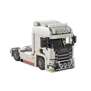 Camión de Transporte de Bloques de Construcción, Camión de Trabajo Pesado Blanco, Juego de Ladrillos de Construcción, Camión Clásico de Larga Distancia - Product Image 1