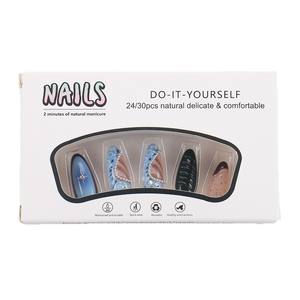 Pièces d'art pour ongles en résine à couverture complète, style French Wear Armor Ocean Wind Summer Glacier Blue Gradient, motif étoile et coquillage, longueur moyenne - Product Image 5