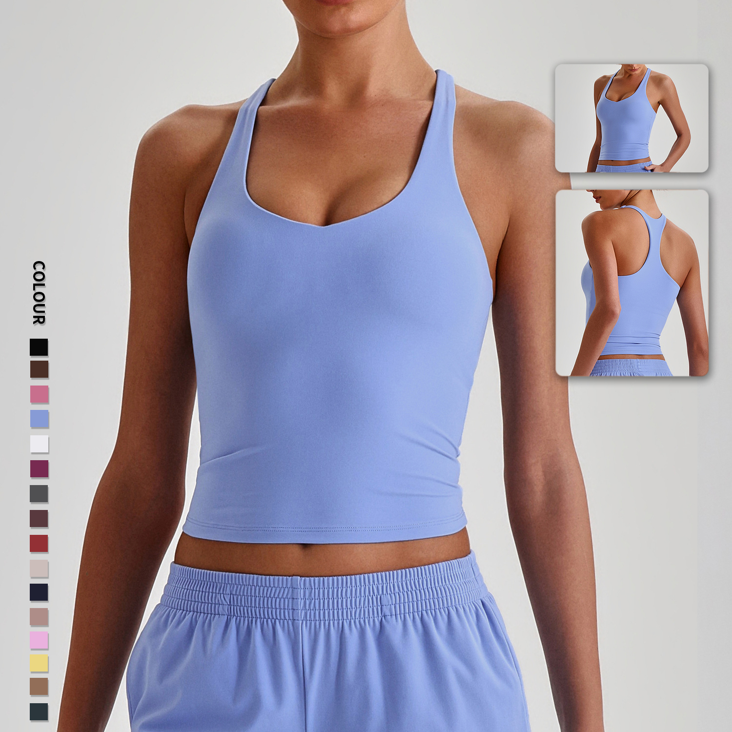 SHINBENE Super Cloud Women Racerback Padded Workout Gym Tank Tops Athletic Yoga Running Sleeveless Crop Tops