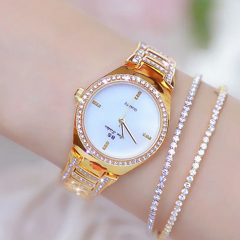 Ladies Quartz Watches Luxury Dress Gold Steel Fashion Popular Women's Wrist Watch Alloy Wholesale Female Clock