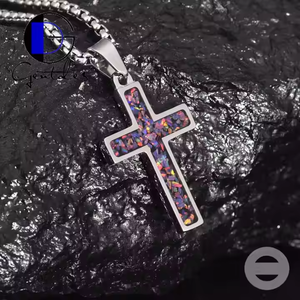 Mặt dây chuyền thánh giá Opal khắc logo Gentdes, chất liệu thép không gỉ và titan, dây chuyền hộp kiểu cổ điển, mạ tùy chỉnh - Product Image 5