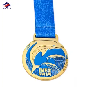 Longzhiyu Hardloopsport Zwemmedailles Fabrikant Op Maat Gemaakte Metalen Fietsmedailles Op Maat Gemaakte Emaille Ironman Triatlon Medailles