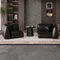 Fauteuil de salon moderne en cuir PU noir, luxueux, durable et écologique, idéal pour les hôtels, les salons et les petits espaces familiaux