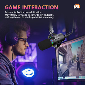 Micrófono Dinámico Profesional con Cable y Soporte para Grabación de Podcasts y Transmisión <span class=keywords><strong>en</strong></span> Vivo - Product Image 6