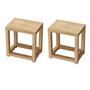 Taburete Cuadrado de Madera Maciza, Madera de Caucho, para Sala de Estar, Dormitorio, Estudio, Taburete Bajo Simple para el Hogar - Product Image 3