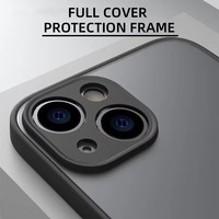 Antichoc Mince Mat Cas Pour iPhone16 15 14 13 12 11 Pro Max XR XS 8 Plus Mini Silicone Pare-chocs Clair Dur PC Housse De Protection
