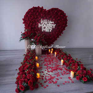 Pannello Decorativo a Forma di Cuore Rosso per Matrimonio, Sfondo Floreale 3D in Seta Artificiale per Proposta di Nozze - Product Image 1