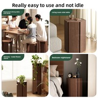 Ensemble de tabourets organisateurs pliables et empilables en bois massif, design moderne et minimaliste, conception épaissie pour usage domestique, table d'appoint