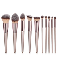 Poudre de fond de teint synthétique de haute qualité, anticernes, fards à paupières, blush, pinceaux de maquillage de voyage avec étui noir