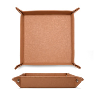 Plateau de rangement pliable en cuir multi-usages de qualité supérieure pour voiture, bureau, maison, hôtel, présentoir de clés, téléphones et bijoux