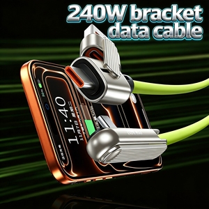 Câble de charge rapide mains libres 240W, support de téléphone intégré, cordon durable et extensible pour MacBook <span class=keywords><strong>iPhone</strong></span> <span class=keywords><strong>Samsung</strong></span> - Product Image 2