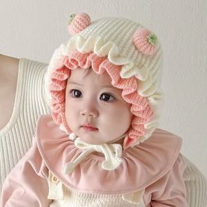 Xi Boyu – chapeau d'hiver en laine pour enfants, bonnet tricoté épais avec oreillettes pour bébés filles de 0 à 2 ans - Product Image 1