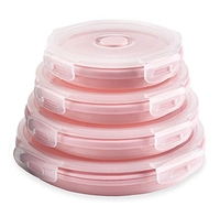 Lushazokpo — ensemble de 4 bols de rangement ronds en Silicone, avec couvercles, conteneurs à Lunch pliables en Silicone pour le Camping/voyage