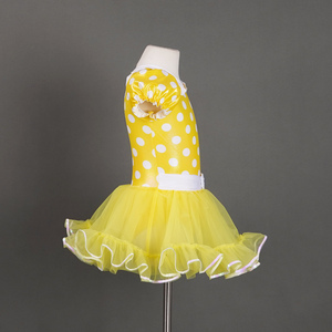 Costume de danse pour filles enfants à <span class=keywords><strong>pois</strong></span> jaunes et blancs <span class=keywords><strong>Tutu</strong></span> Vêtements de danse Robe de danse de ballet - Product Image 2