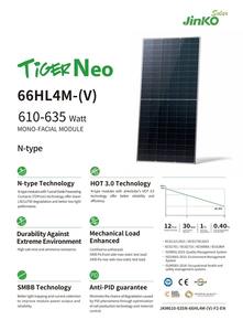 JINKO Tiger 66HL4M-V แผงเซลล์แสงอาทิตย์610W 615W 620W 625W 630W 635W โมดูลที่มีประสิทธิภาพสัมประสิทธิ์อุณหภูมิที่ดีเยี่ยม - Product Image 3
