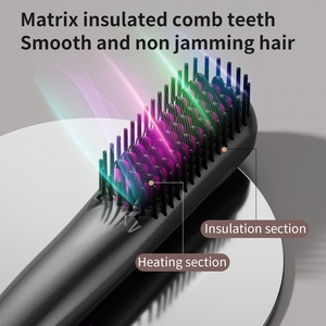 <span class=keywords><strong>Brosse</strong></span> lissante sans fil avec massage par vibration, peigne à boucler <span class=keywords><strong>ionique</strong></span> portable, chauffage rapide et arrêt automatique - Product Image 5