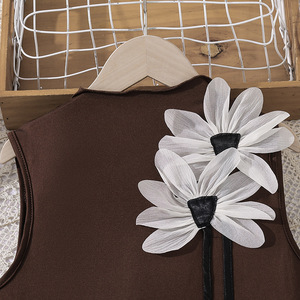 Vestido de Verano para Niñas, Moderno Vestido de Princesa con Estampado Floral Tridimensional, Sin Mangas, Plisado y con Cintura Ajustada, Ropa para Niñas - Product Image 3