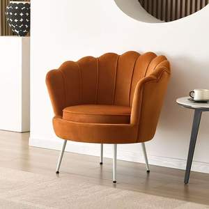 Modern Velvet Living Room Sofa Chair Gold Leg Leisure Occasional Upholstered <b>Pink</b> Accent Shell <b>Armchair</b> - Product Image 5