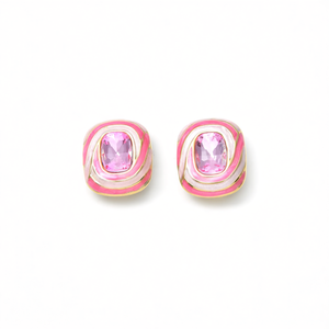 E350-230-065MH Trendy Geometric Bezel Setting Gold Plated Alloy <b>Stud</b> <b>Earrings</b> for Women's Party Occasions - Product Image 2