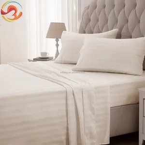 Bedding Set 100% Polyester Sheet Sets Bedding Set Duvet Covers Bed Sheet Embossed Hotel Satin Fabric Satin Strip Hotel