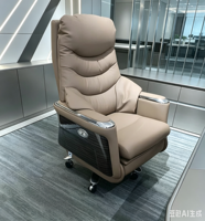 Fauteuil de Direction Électrique Intelligent en Cuir Véritable, Design Moderne, pour Bureau, Ordinateur, Massage, Inclinable, avec Appui-tête Réglable pour la Maison et le Bureau