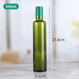 Botella de Vidrio Redonda Verde para Aceite de Oliva de 250 ml, 500 ml, 750 ml, 1000 ml con Tapa de Plástico - Product Image 6
