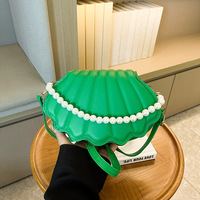 Tas Selempang Wanita 2025 Grosir Fashion Sequin Shell, Tas Bahu Rantai Kulit PU, Tas Mini Sederhana Warna Solid
