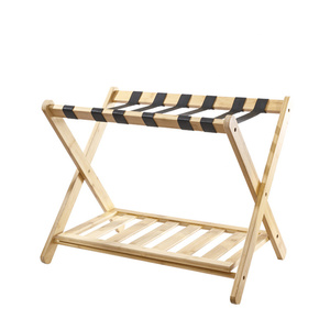 <span class=keywords><strong>Porte</strong></span>-bagages pliant en <span class=keywords><strong>bois</strong></span> à 2 niveaux, support de <span class=keywords><strong>valise</strong></span> en bambou pour chambre d'hôtel avec sangles noires, offre spéciale - Product Image 4