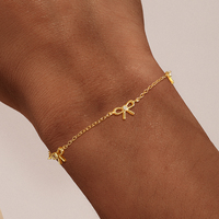 À la mode femmes bijoux cadeau Fine 925 argent 18k plaqué or géométrie étoile CZ nœud papillon breloque lien Bracelet
