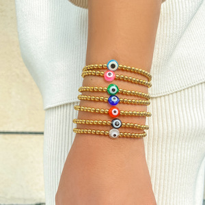 Wholesale New Evil Eyes <strong>Bracelet</strong> <strong>Stackable</strong> Gold Plated Beaded <strong>Bracelet</strong> High Elastic Bead <strong>Bracelets</strong> Women - Product Image 6