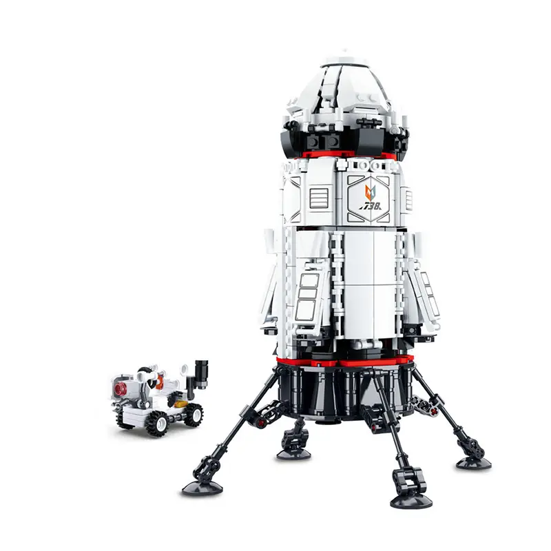 Uzay istasyonu roket ay <span class=keywords><strong>Lander</strong></span> uzay gemisi uzay mekiği gemi rakamlar modeli yapı taşları lepine tuğla oyuncak çocuklar için hediye