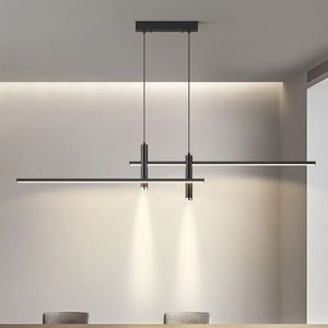 Moderne eettafel Woonkamer Designer Kantoor Keuken Zwarte lange lamp Binnenhangende verlichting Scandinavische LED-kroonluchter Spotlight - Product Image 1