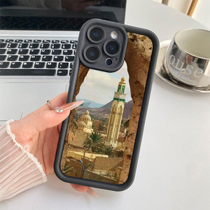 Coque de protection antichoc en TPU souple avec motif minaret de mosquée du désert pour <span class=keywords><strong>iPhone</strong></span> 15 14 13 12 11 Pro Max, imprimé paysage islamique - Product Image 2
