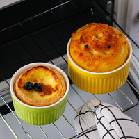 Ramequins en céramique à rayures, à double paroi, pour soufflés, lait, œufs à la vapeur, coupes à pudding, résistants au four, vaisselle pour la maison