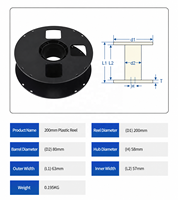 Bobine en plastique creuse personnalisable de 200 mm, vide, pour filament d'impression 3D de 1 kg, compatible avec les filaments ABS, PLA, PETG, TPU de 1,75 mm
