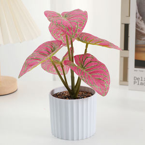 Tanaman buatan Bonsai 6 daun di garis vertikal Pot meja kantor dekorasi dalam ruangan luar ruangan dekorasi rumah - Product Image 6