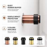 Butée de porte en acier inoxydable à profil bas avec amortisseur souple, anneau de protection, base large, plusieurs finitions, quincaillerie moderne