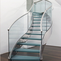 Verre incurvé d'escalier en verre courbé d'escalier de main courante en acier