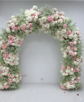 Nouvelle Arche Florale de Style Babysbreath, Composition de Roses en Soie Roses, Chemin de Table Floral Rond, Décoration de Centre de Table de Mariage