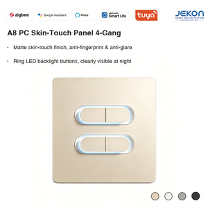 สวิตช์ไฟอัจฉริยะแบบสัมผัส Tuya Zigbee 3.0 A8 4 ปุ่ม รุ่นบางพิเศษ 86 ขนาด 6 มม. AC110V 250V ไฟวงแหวน LED  รองรับ <span class=keywords><strong>Alexa</strong></span> และ Google Voice Cont - Product Image 2