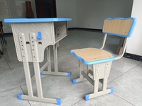Ensemble chaise et bureau d'étudiant moderne, réglable et confortable, avec structure métallique et plateau en bois, garantie 5 ans pour l'école primaire, le collège et la maternelle