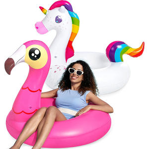 Flotador Inflable Gigante de PVC para Piscina, Diseño de Flamenco y Unicornio para Adultos y Niños, Marca MAKE WAVES, 40 Pulgadas de Diámetro - Product Image 1