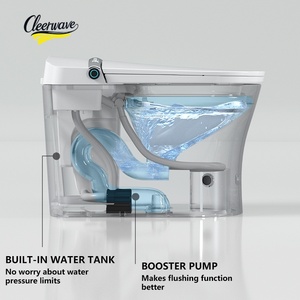 <span class=keywords><strong>WC</strong></span> intelligent monobloc en céramique avec bidet électrique à chasse automatique, siphonique S-trap, siège chauffant et télécommande - Product Image 3