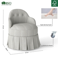 Fauteuil de salon vintage français de luxe à rayures bleues, style campagnard américain, en tissu