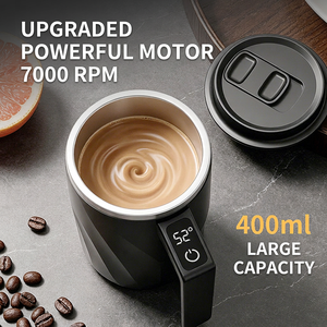 แก้วกาแฟอัตโนมัติขนาด 400 มล. พร้อมฝาปิด ทำจากสแตนเลส 304 สำหรับใช้ในบ้าน สำนักงาน และนอกสถานที่ - Product Image 1