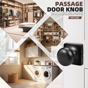 Thông qua tay nắm cửa nội thất Matte đen vuông Keyless <span class=keywords><strong>Door</strong></span> Knob với khóa vòng PASSAGE Knob - Product Image 5
